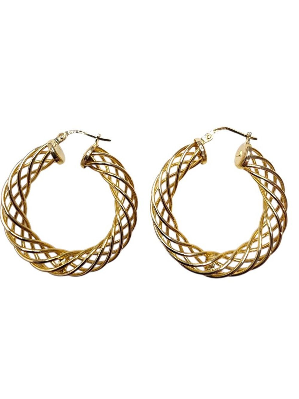 14K Yellow Gold Filigree Hoop Earrings #25524